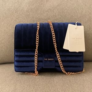Blue clutch, evening bag, velvet Ted Baker London